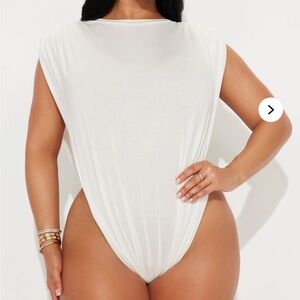 Fashion Nova White Asymmetrical Sleeveless Bodysuit